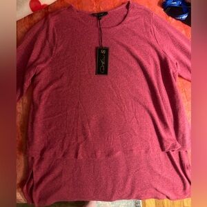 Diane Gilman DG2 WMN’s Heathered Fuchsia Long/Layered Light Sweater/Top SZ L NWT